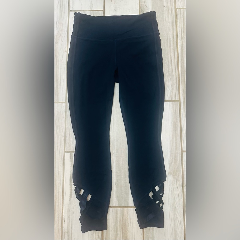 Athleta, Ankle lace up leggings, Navy, Medium